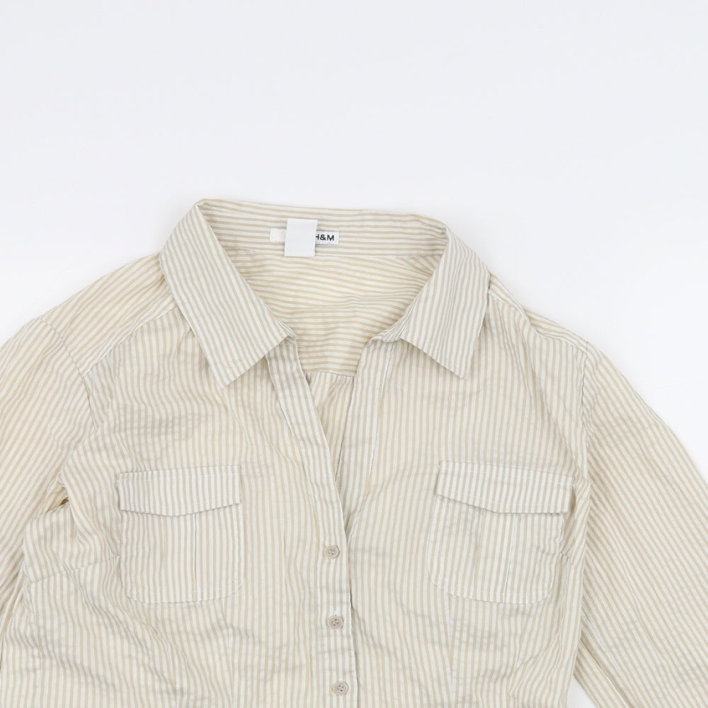 Womens UK Size 8 H&M White Basic Button-Up
