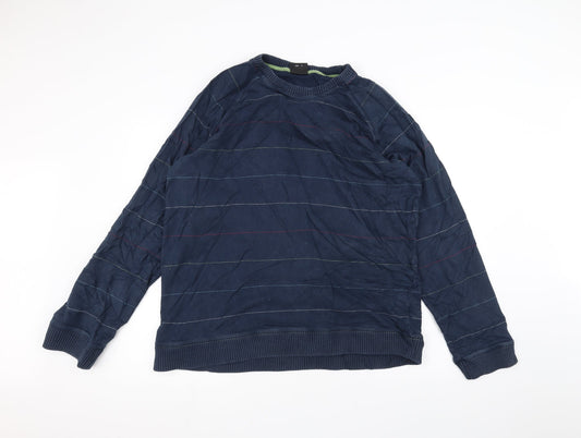 NEXT Mens Blue Striped  Pullover Jumper Size L