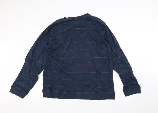 NEXT Mens Blue Striped  Pullover Jumper Size L