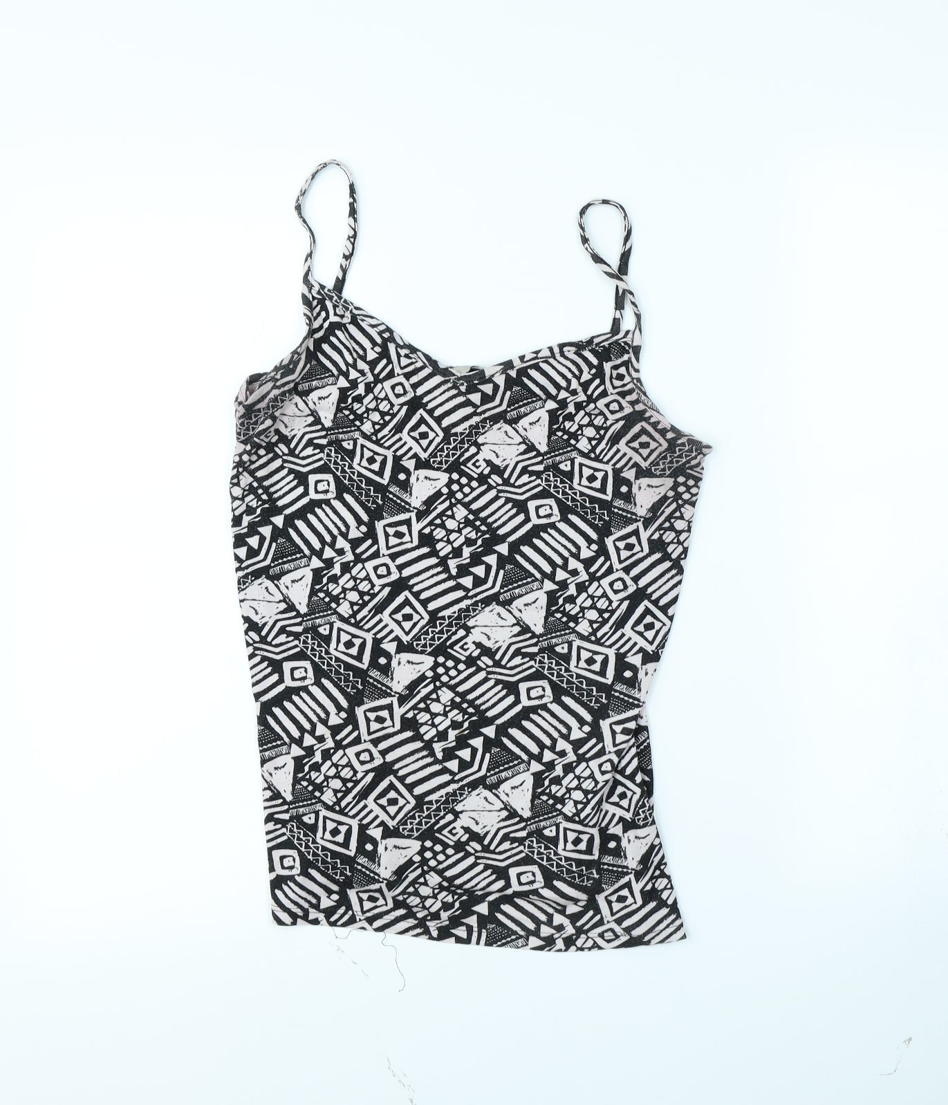 TU Womens White Geometric  Basic Tank Size 14