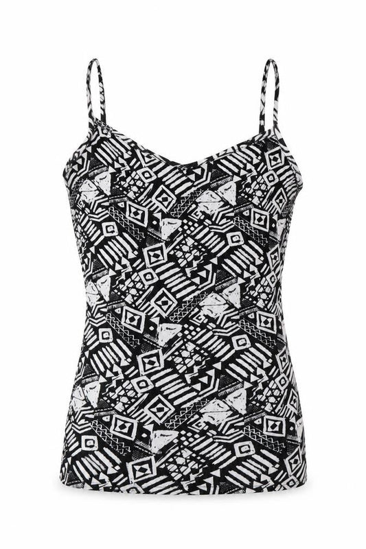 Tu Womens White Geometric  Basic Tank Size 14