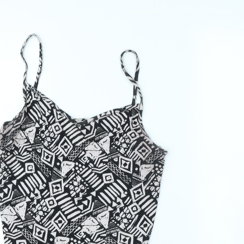 TU Womens White Geometric  Basic Tank Size 14