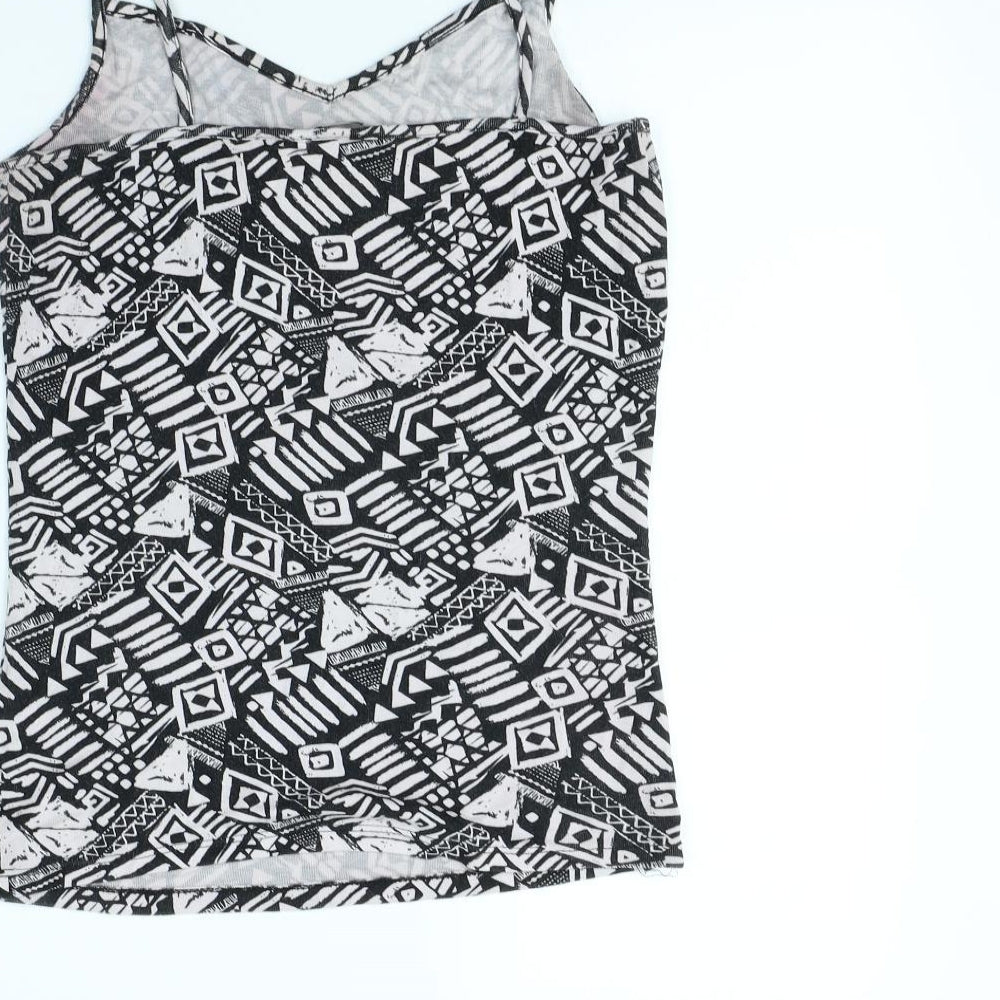 TU Womens White Geometric  Basic Tank Size 14