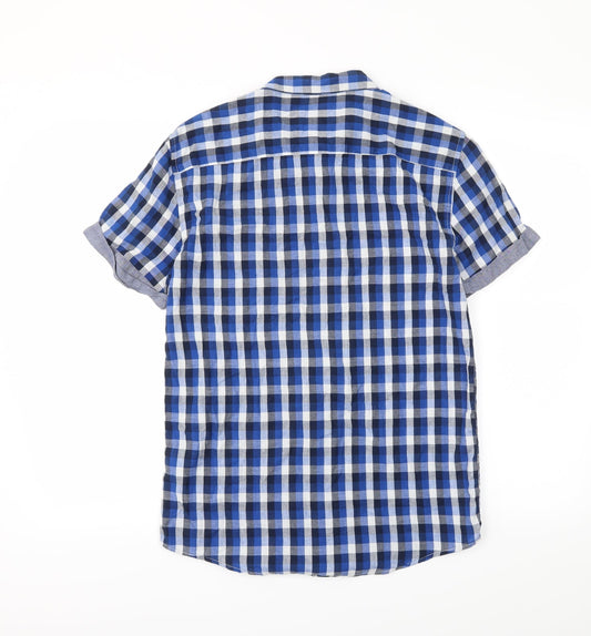 Pull&Bear Mens Blue Plaid   Button-Up Size S
