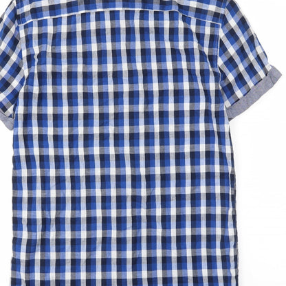 Pull&Bear Mens Blue Plaid   Button-Up Size S