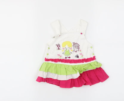 Preworn  White   Pinafore/Dungaree Dress  Size 0-3 Months