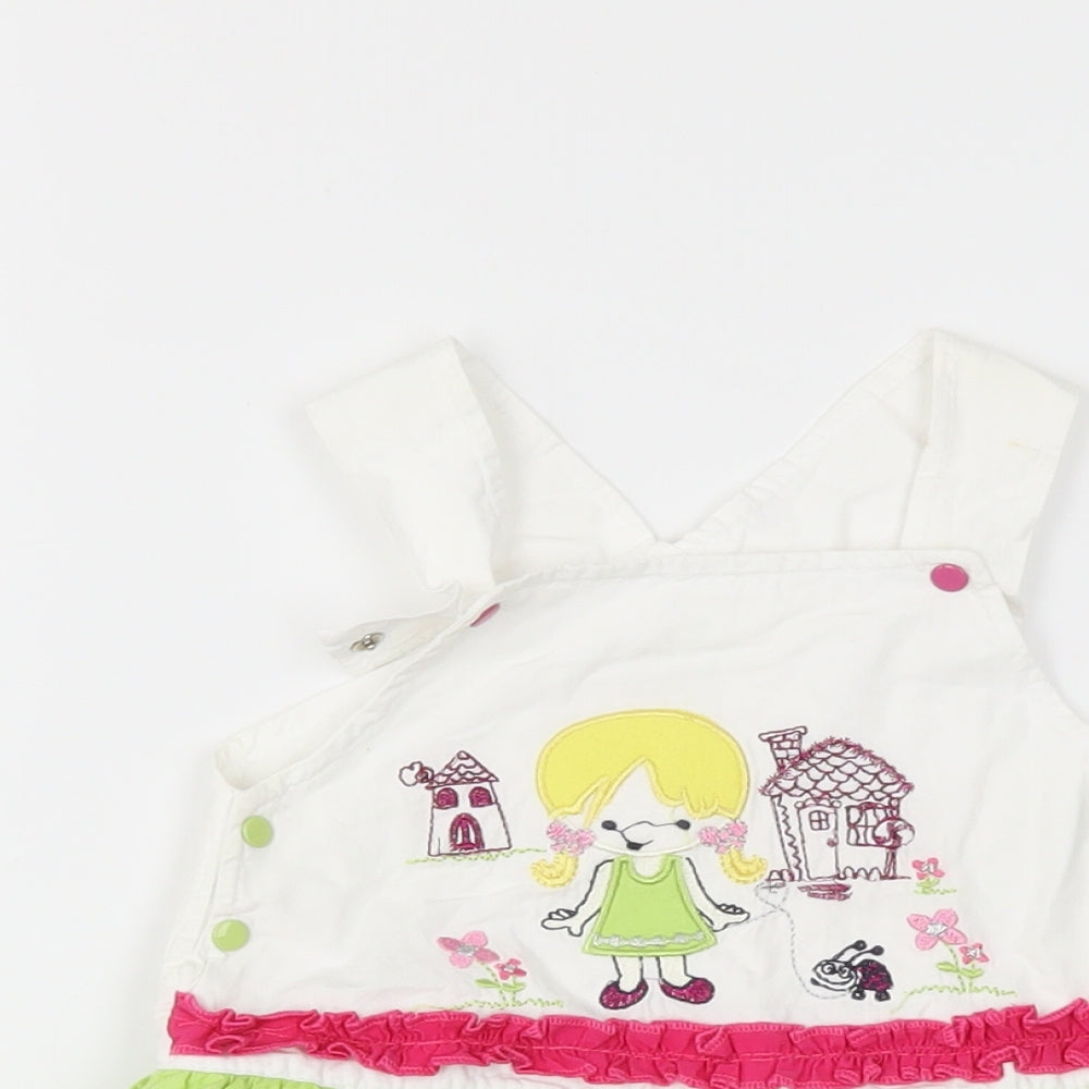 Preworn  White   Pinafore/Dungaree Dress  Size 0-3 Months