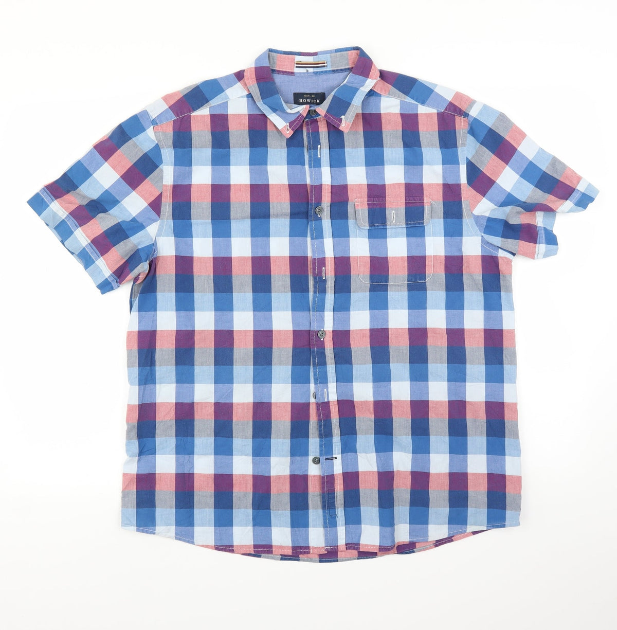 Howick Tailored Womens Blue Check  Basic Button-Up Size L
