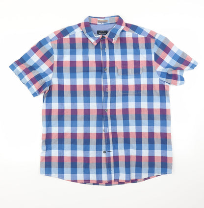 Howick Tailored Womens Blue Check  Basic Button-Up Size L