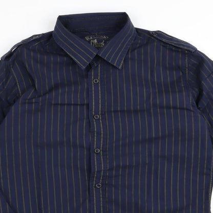 Topman Mens Blue Striped   Button-Up Size S