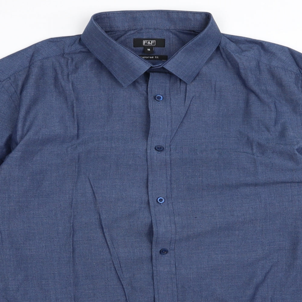 F&F Mens Blue    Button-Up Size 15