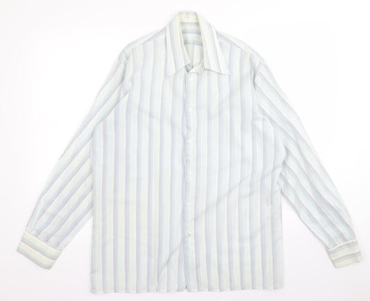 Mens UK Size L Preworn Blue  Button-Up Long Sleeve Casual Shirt