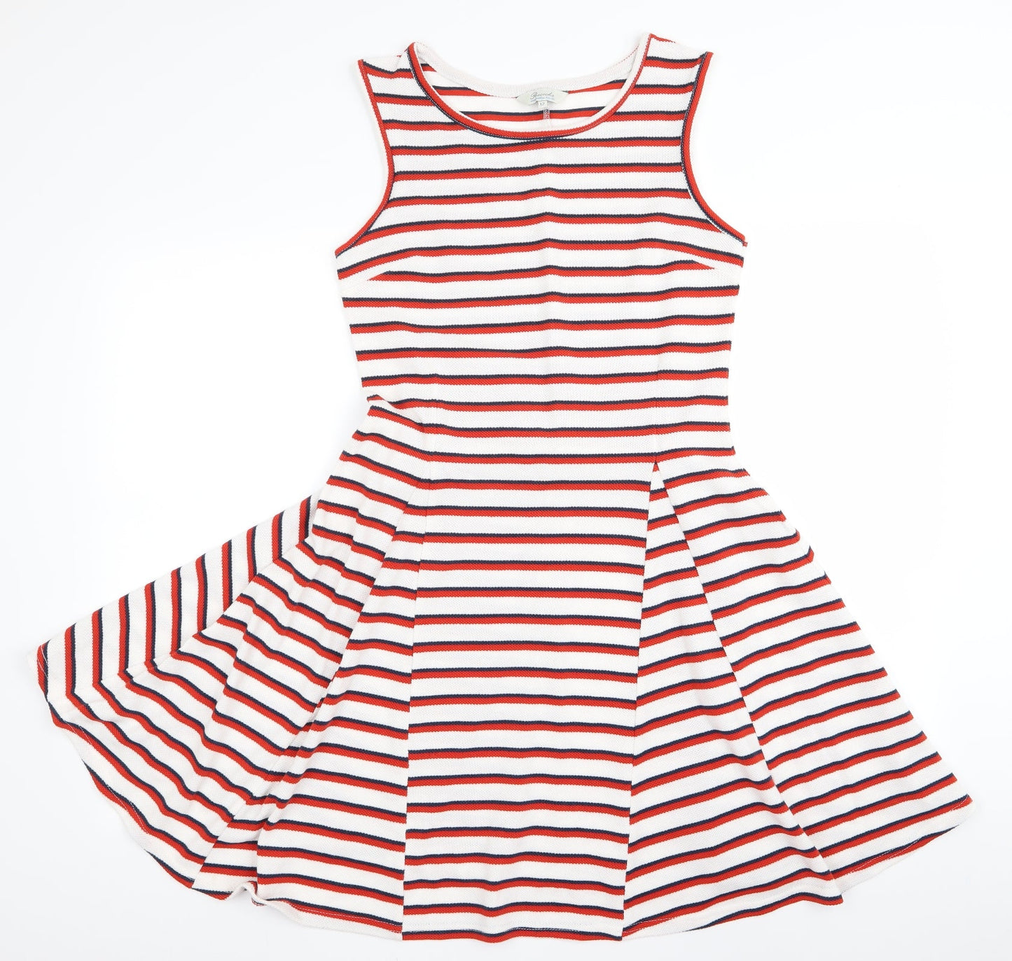 Peacocks Womens Red Striped  A-Line  Size 10