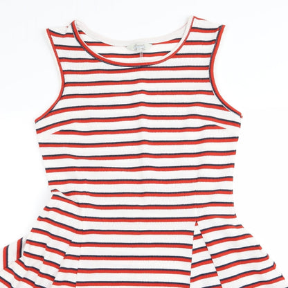 Peacocks Womens Red Striped  A-Line  Size 10