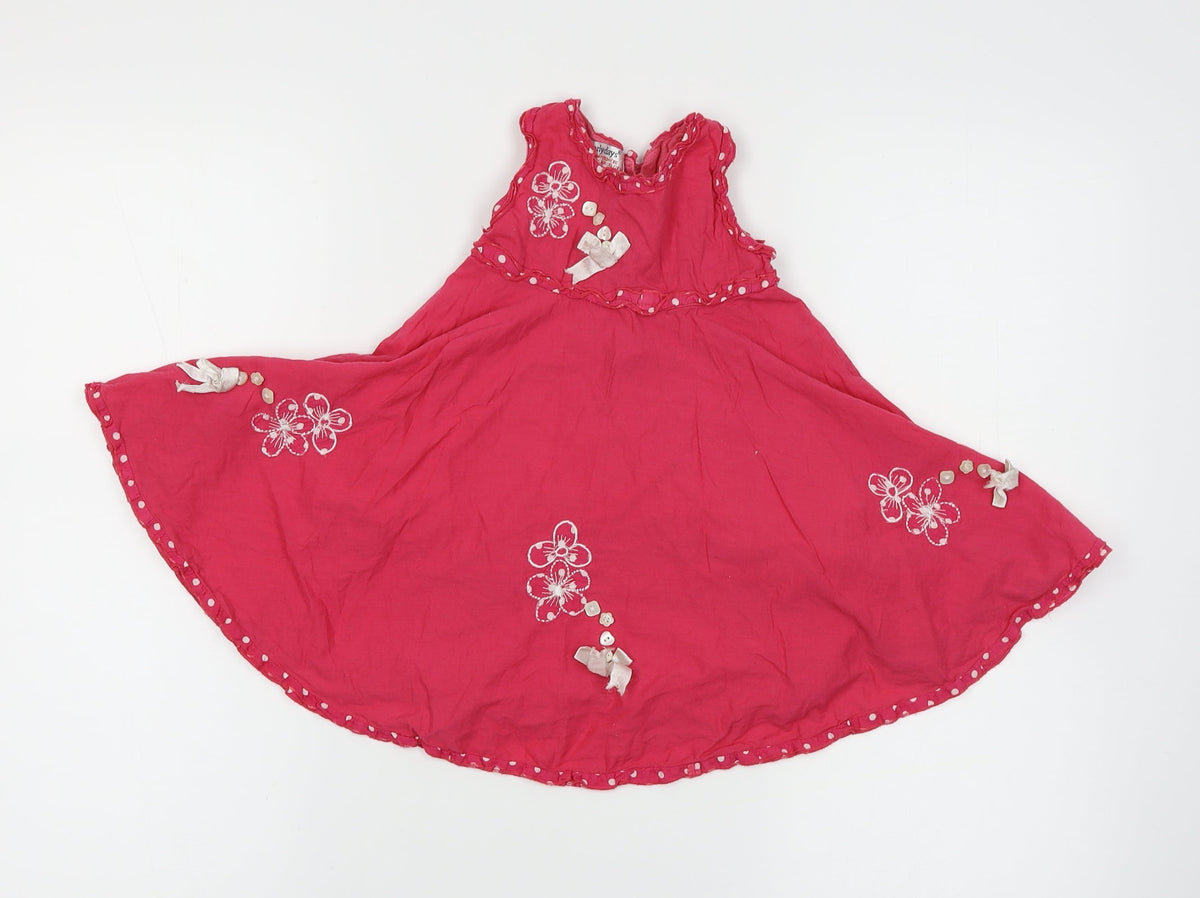 Front view of Primark Pink Floral Fit & Flare, size 9-12, Months