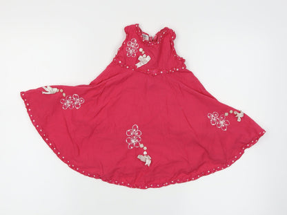 Front view of Primark Pink Floral Fit & Flare, size 9-12, Months