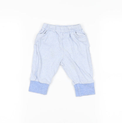 NEXT Baby Blue Striped Flannel Jogger Leggings Size 0-3 Months