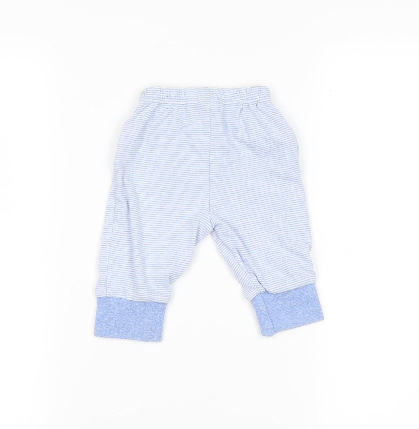 NEXT Baby Blue Striped Flannel Jogger Leggings Size 0-3 Months