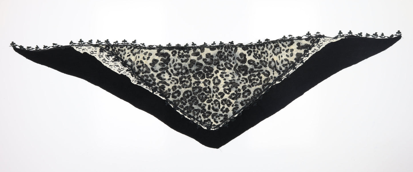 Preworn Womens Black Animal Print Knit  Shawl/Wrap