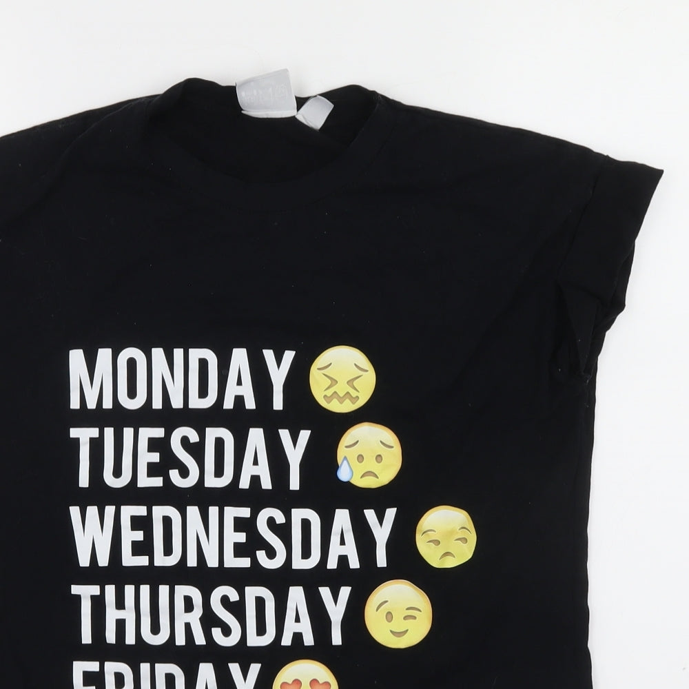 Primark Girls Black   Pullover T-Shirt Size 2XS  - emoji