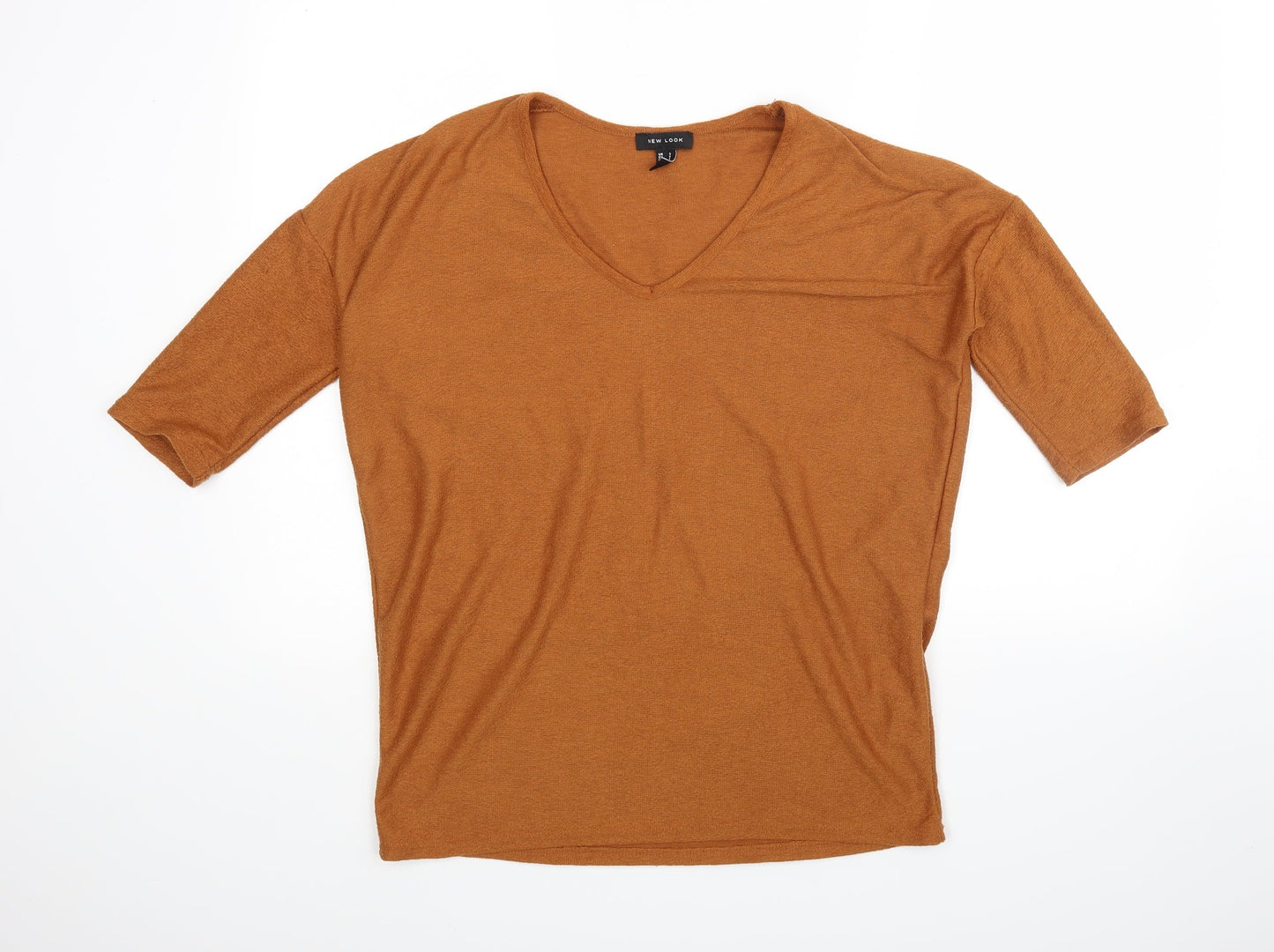 Womens UK Size S New Look Brown Jersey Blouse