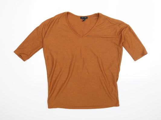 Womens UK Size S New Look Brown Jersey Blouse