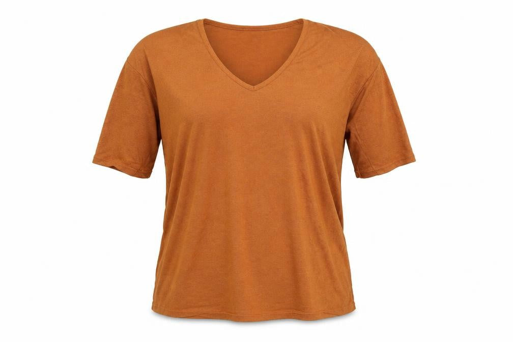 Womens UK Size S New Look Brown Jersey Blouse