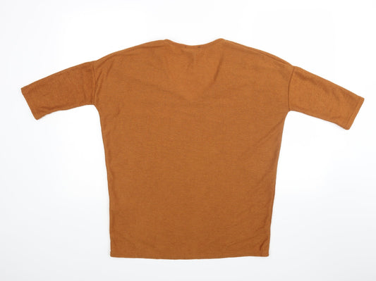 Womens UK Size S New Look Brown Jersey Blouse