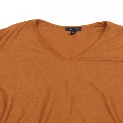 Womens UK Size S New Look Brown Jersey Blouse