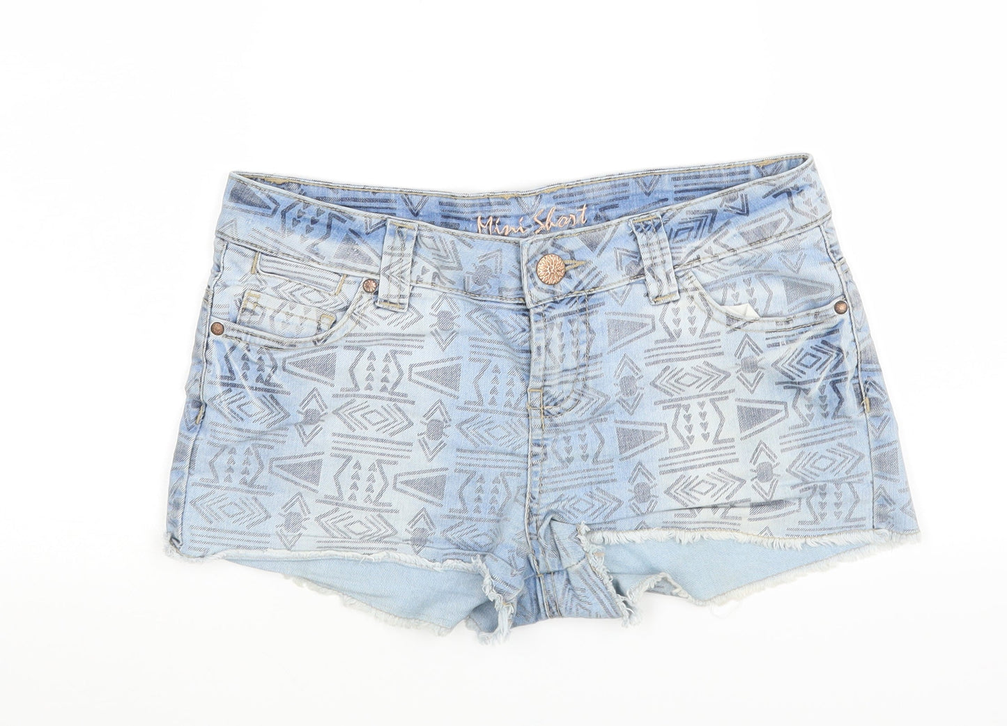 Denim co Womens Blue Argyle/Diamond Denim Cut-Off Shorts Size 8