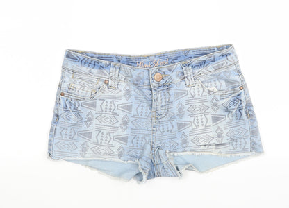 Denim co Womens Blue Argyle/Diamond Denim Cut-Off Shorts Size 8