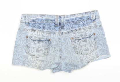 Denim co Womens Blue Argyle/Diamond Denim Cut-Off Shorts Size 8