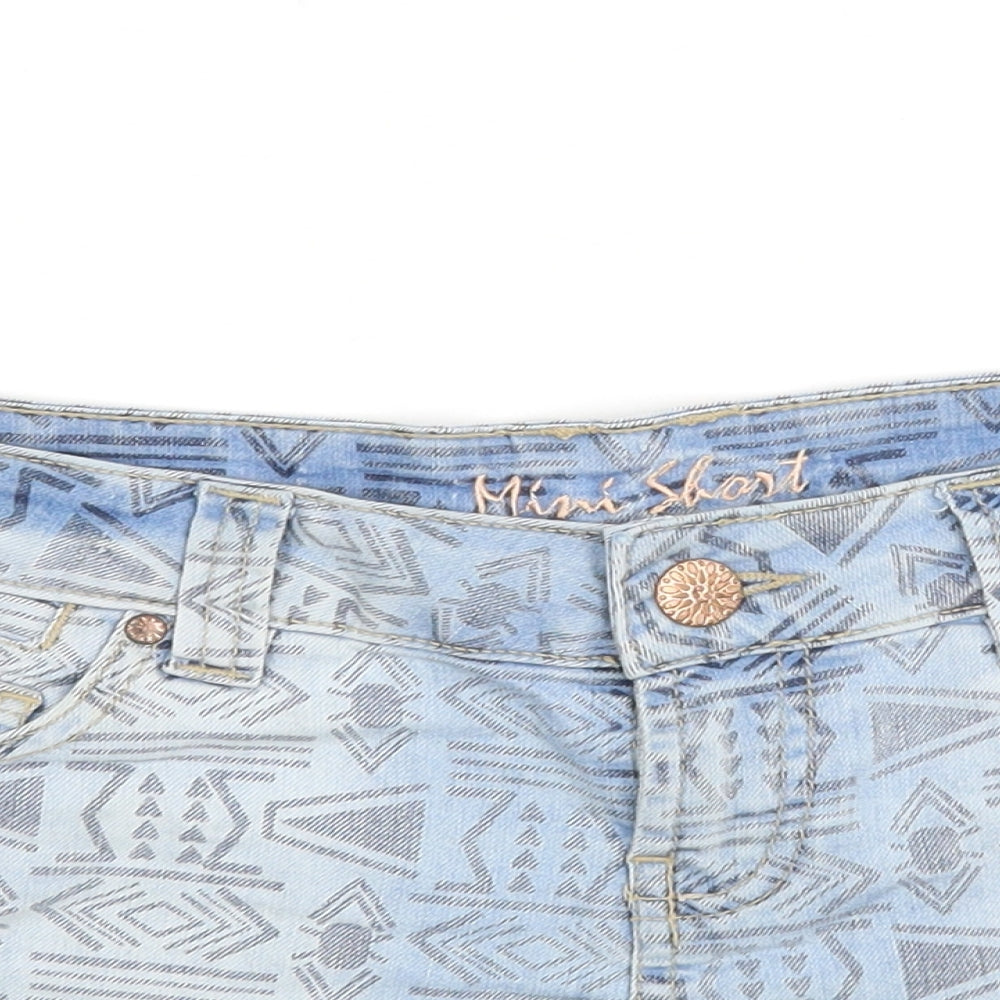 Denim co Womens Blue Argyle/Diamond Denim Cut-Off Shorts Size 8