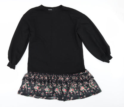 Boohoo Womens Black   Pullover Sweatshirt Size 8  - Frilled hem
