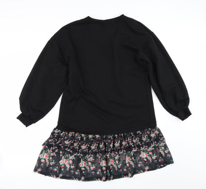 Boohoo Womens Black   Pullover Sweatshirt Size 8  - Frilled hem