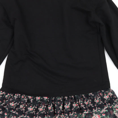Boohoo Womens Black   Pullover Sweatshirt Size 8  - Frilled hem