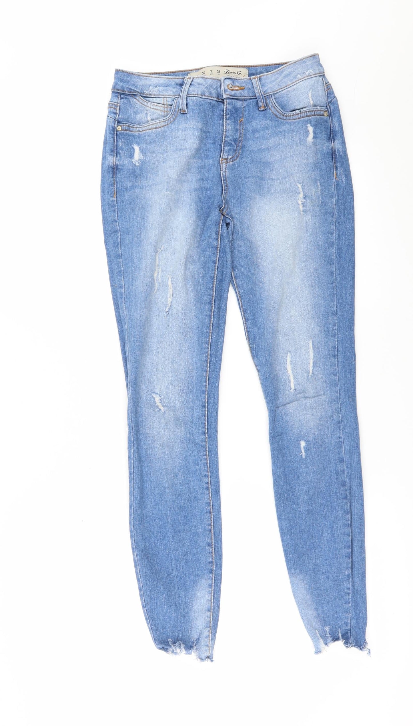 Denim & Co. Womens Blue  Denim Skinny Jeans Size 6 L29 in - Frayed Hem