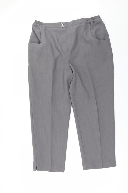 Womens UK Size 16 Special Collection Regular Fit Cropped Grey Trousers