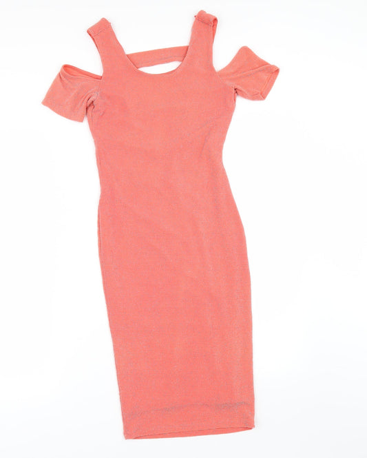 Miss Selfridge Womens Orange   Bodycon  Size 6  - COLD SHOULDER