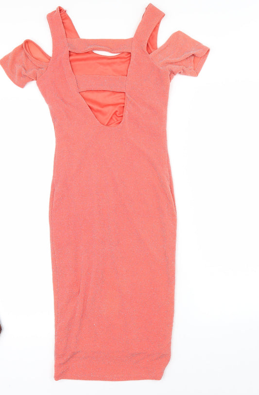 Miss Selfridge Womens Orange   Bodycon  Size 6  - COLD SHOULDER