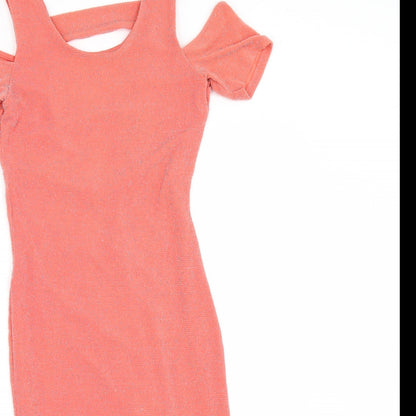 Miss Selfridge Womens Orange   Bodycon  Size 6  - COLD SHOULDER