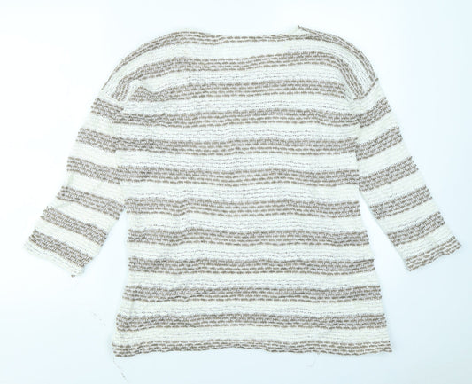 b. young Womens Brown Striped  Pullover Jumper Size L