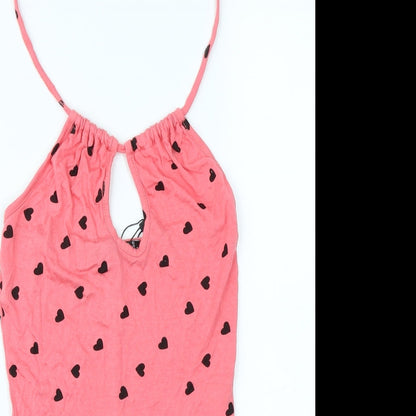 Nasty Gal Womens Pink   Bodysuit One-Piece Size 6  - Heart print