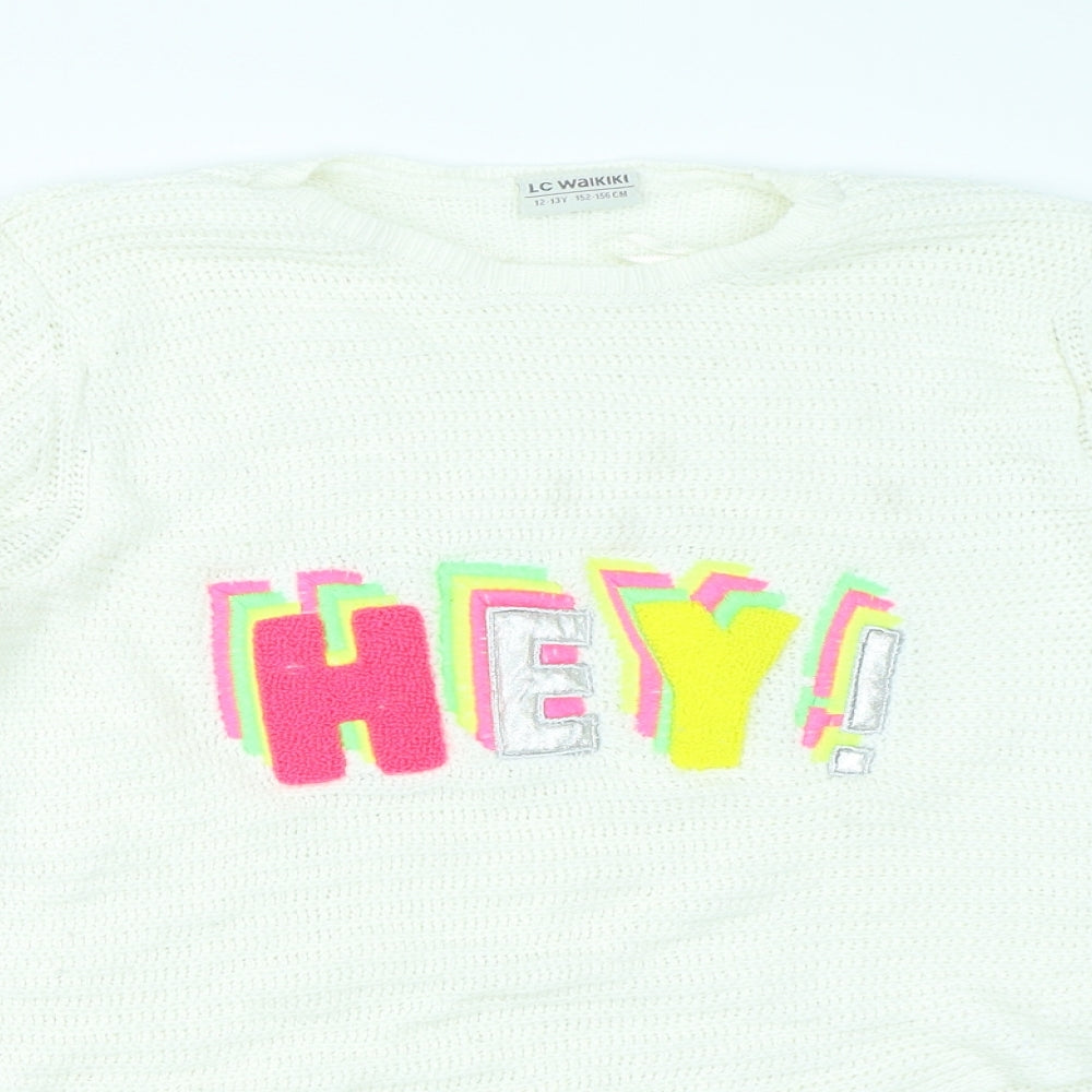 LC Waikiki Girls White   Pullover Jumper Size 12-13 Years