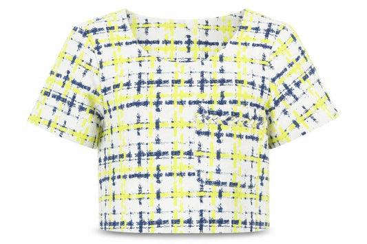 Boohoo Womens Red Plaid  Cropped T-Shirt Size 10  - Open back