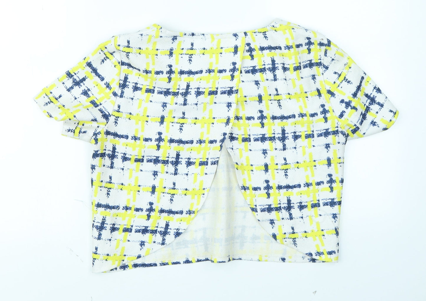 Boohoo Womens Red Plaid  Cropped T-Shirt Size 10  - Open back