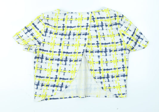 Boohoo Womens Red Plaid  Cropped T-Shirt Size 10  - Open back