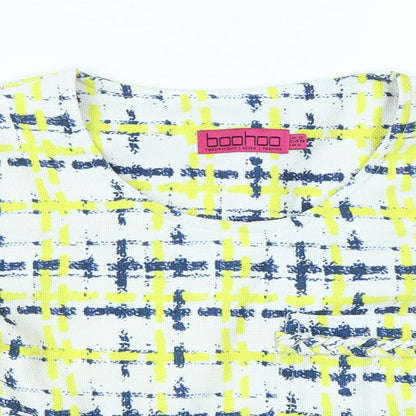 Boohoo Womens Red Plaid  Cropped T-Shirt Size 10  - Open back