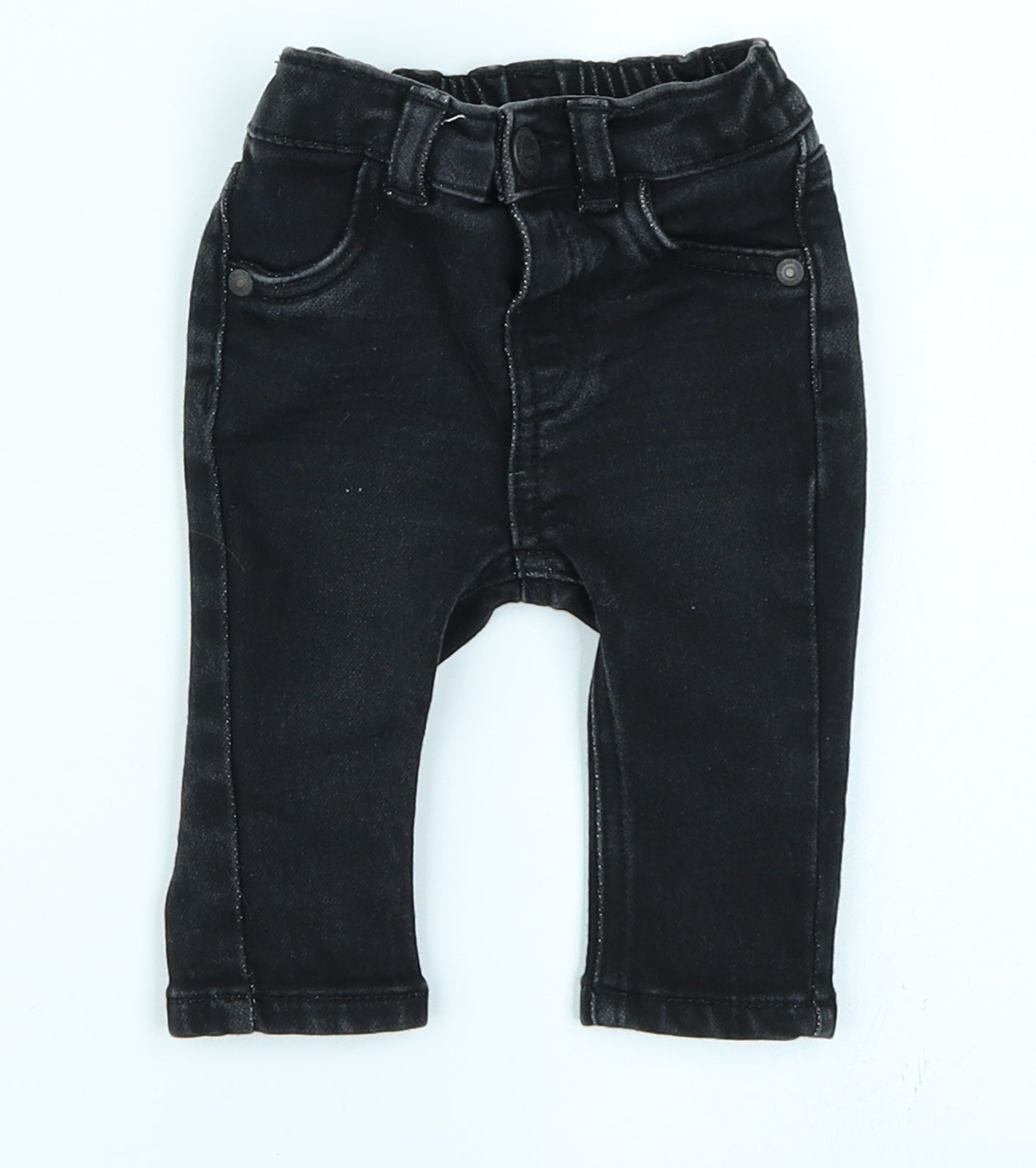 George Boys Black  Denim Cargo Jeans Size 0-3 Months
