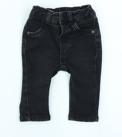 George Boys Black  Denim Cargo Jeans Size 0-3 Months